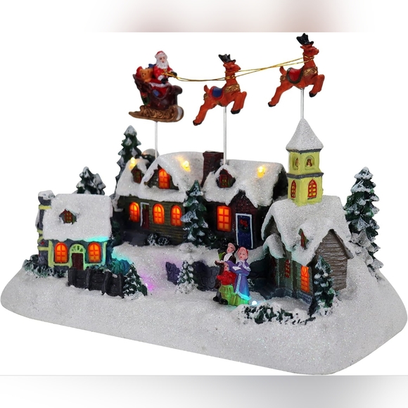 Animated Santa & Reindeer Christmas Village - Picture 3 of 13